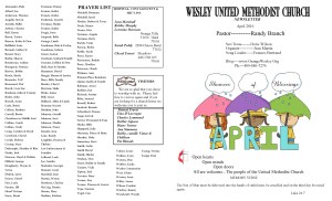 April NL Front Pg & Prayer List 2016