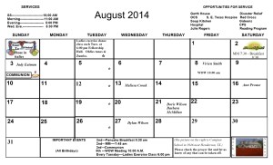 August Calendar 2014