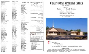 August NL Front Pg & Prayer List 2014