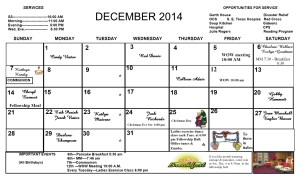 Dec 14 newsletter calendar