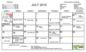 July Calendar 2015