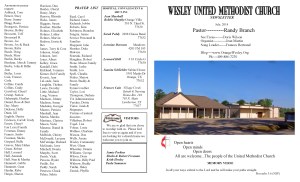 July NL Front Pg & Prayer List 2014