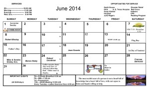 June Calendar 2014