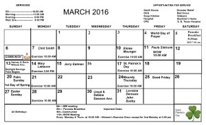 Mar.. Calendar 2016