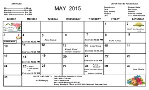 May Calendar 2015