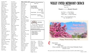 May Newsletter front page and prayer list