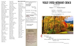 September 2016 Newsletter front page