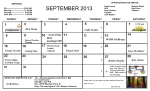 September. Calendar 2013