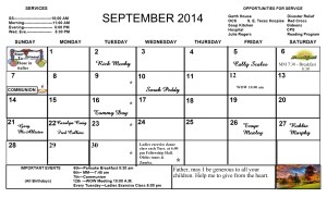 September Calendar 2014